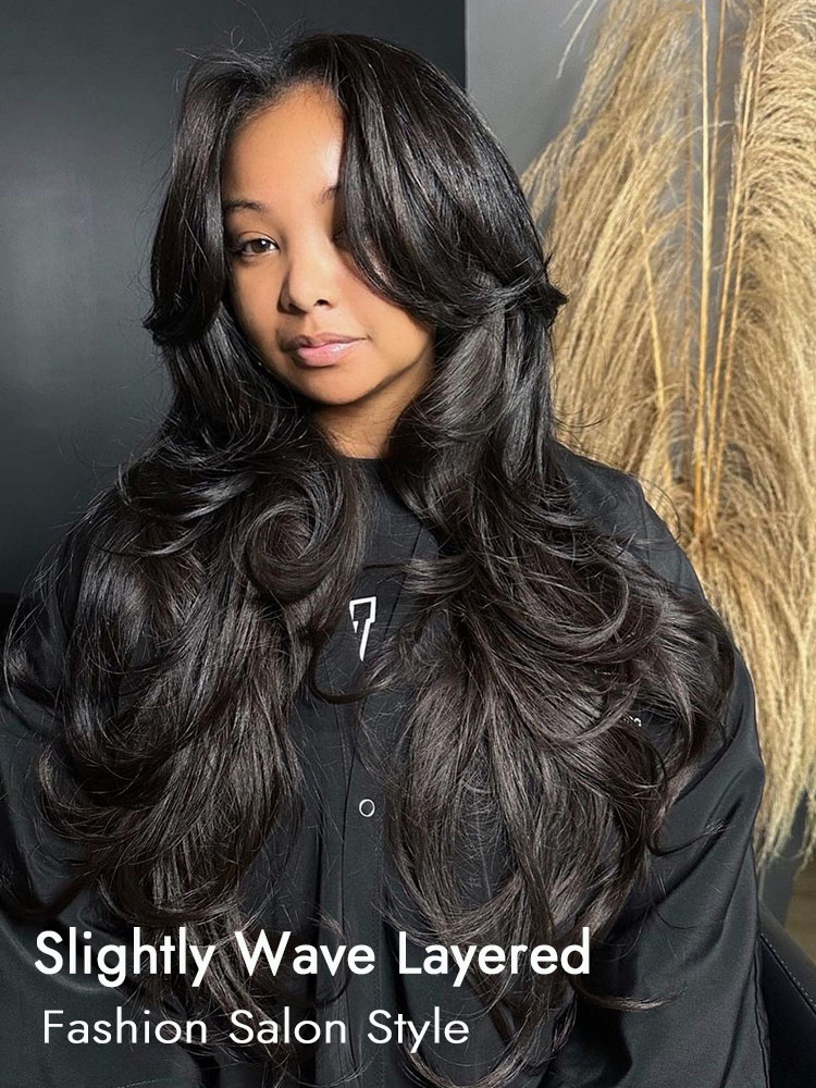 Glueless Wigs Lace Frontal Layered Wave