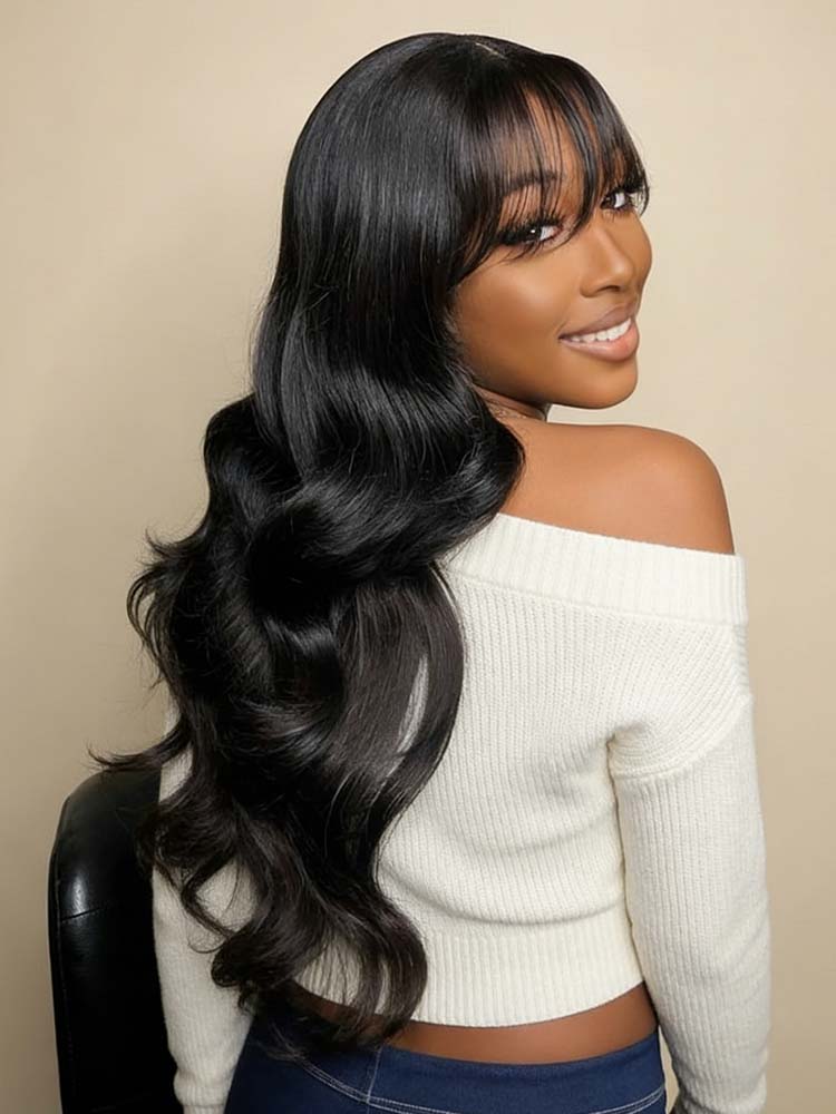 4x4 Lace Wig with Wispy Bangs Easy To Wear
