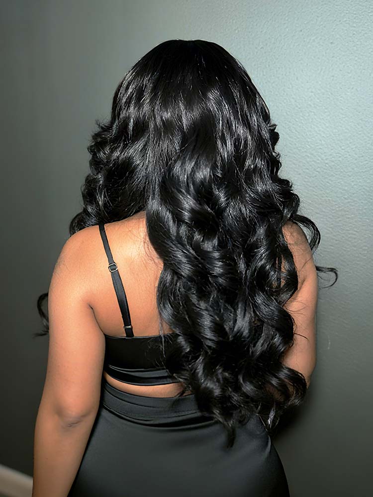 100% loose body wave human hair with bangs 