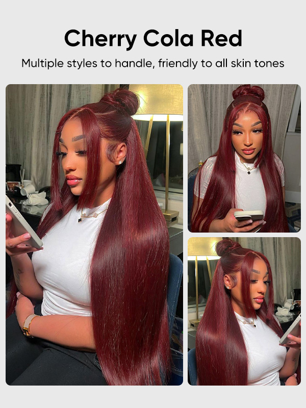 Cherry Cola Red glueless wig