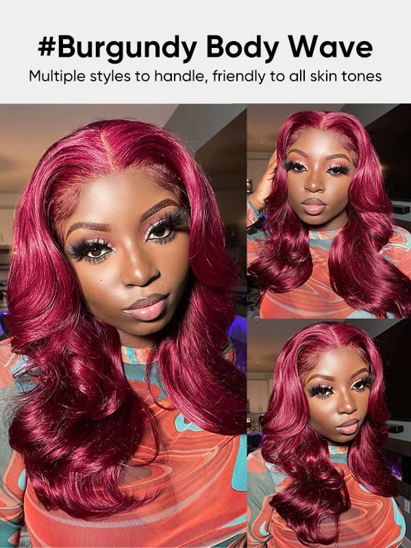 burgundy body wave wigs
