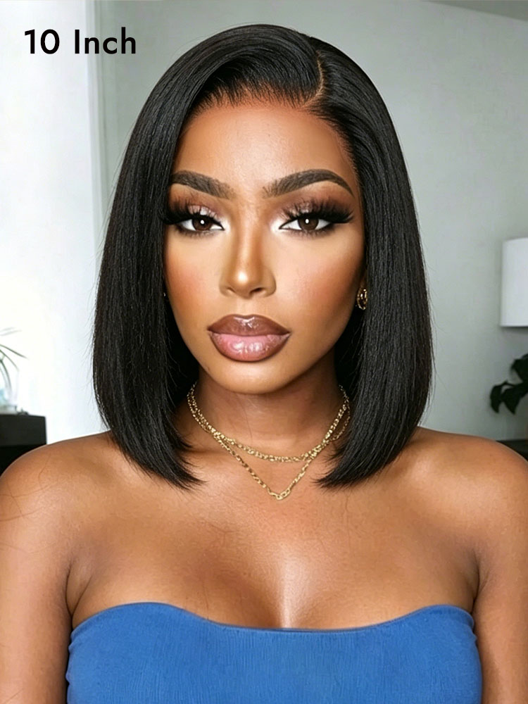 10 inch Yaki straight human hair wigs