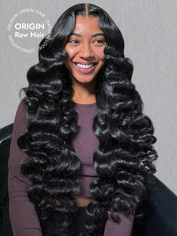Bouncy Wavy Raw Human Hair Wig