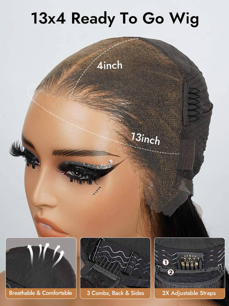  Skunk Stripe Human Hair 13x4 Lace Frontal Wig 