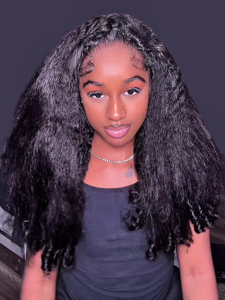 Kinky Straight Curly Thin V Part Wig 