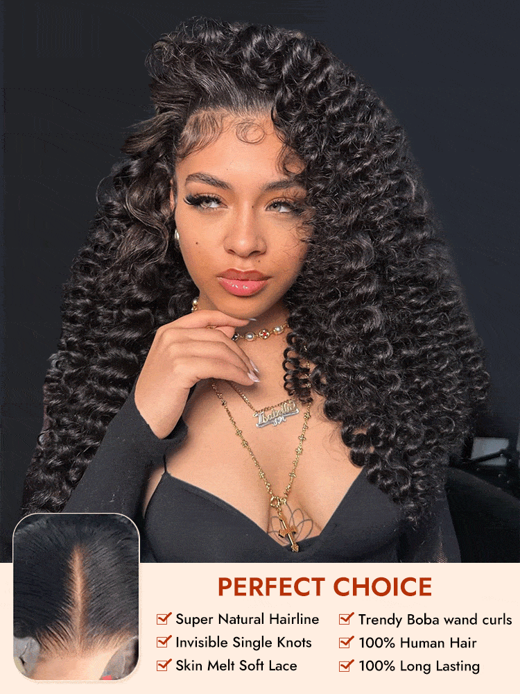 natural black wand curl hair wig
