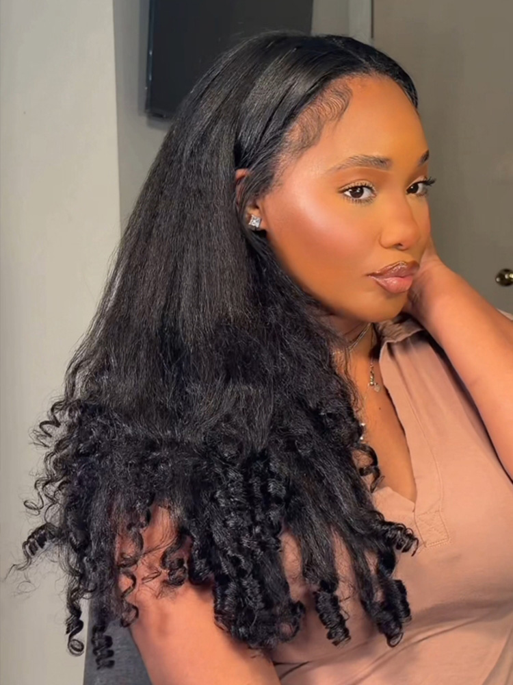 Kinky Straight Curly No Lace Glueless Wig 