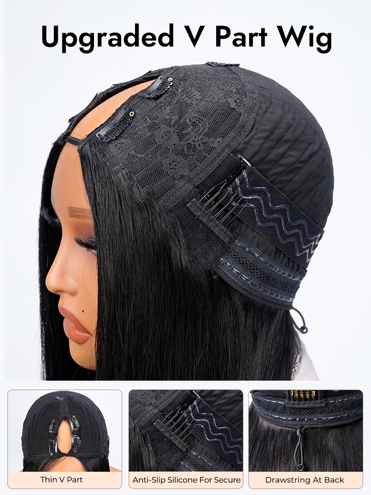 Kinky Straight Curly Upgraded V Part Wig 