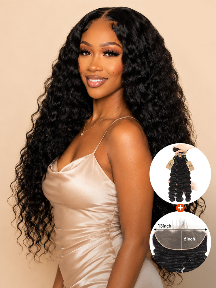 Loose Deep Wave Bundles with 13*6 Lace Frontal