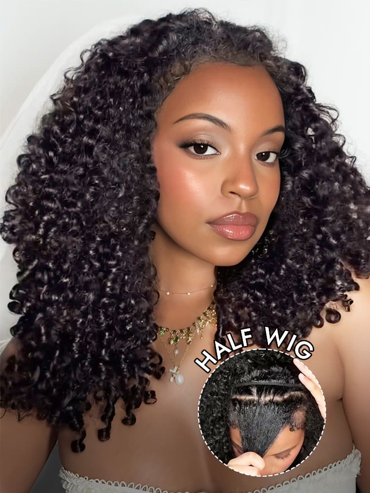 Burmese Curly Human Hair Half Wig