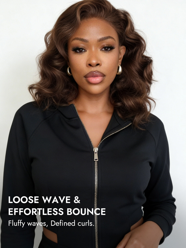 Dark Brown Loose Wavy Bob Wig