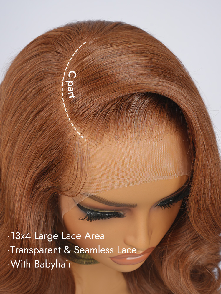 Honey Brown Lace Wigs With C Part