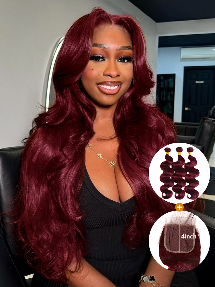 99J Body Wave Hair Bundles With Closure