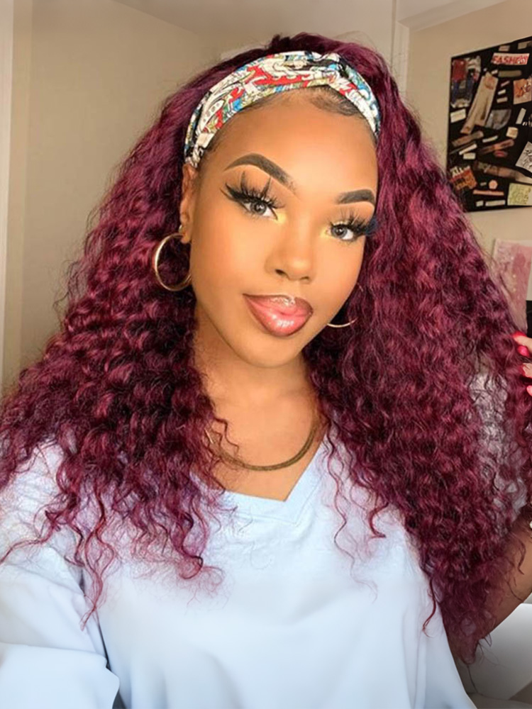 Burgundy Headband Wigs