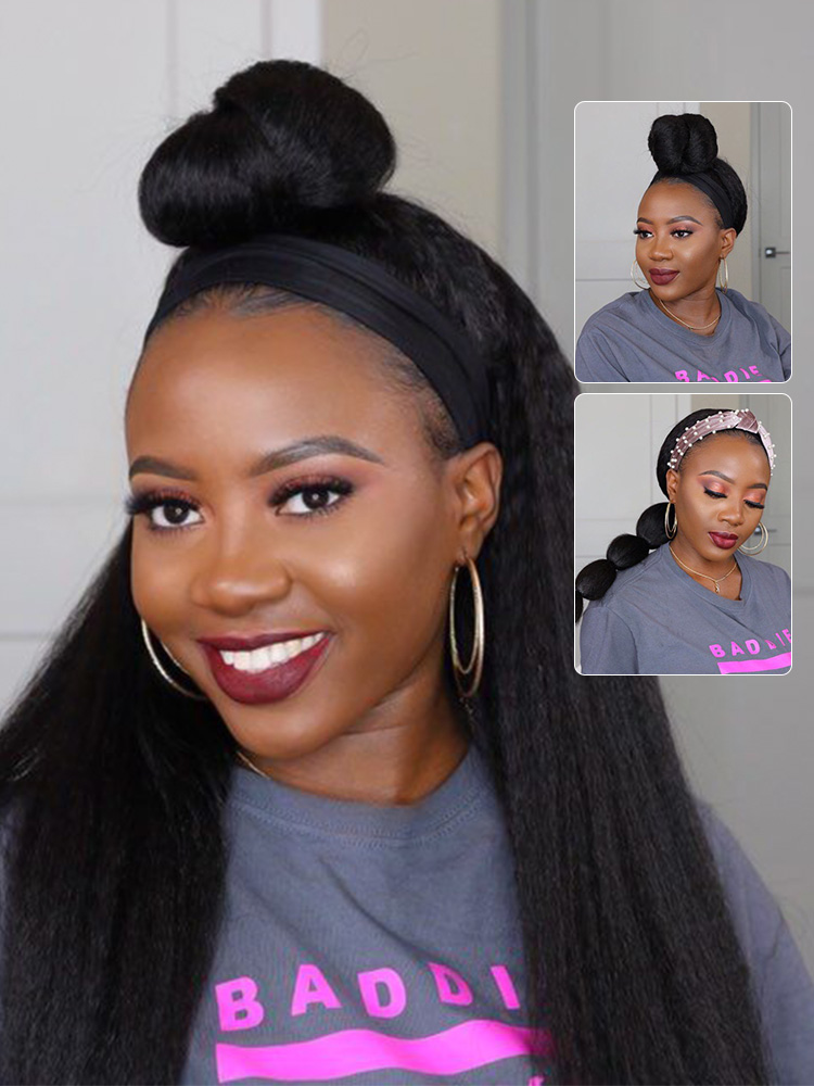 Kinky Straight Headband Wigs Human Hair