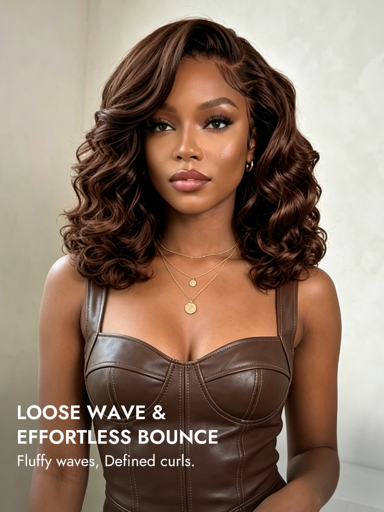 Brown Loose Wavy Bob Wigs