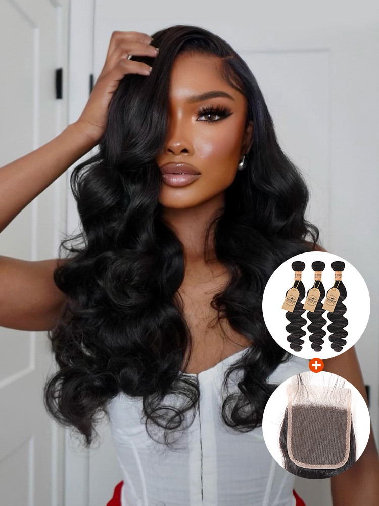 Loose Wave 4pc Weave With Closure