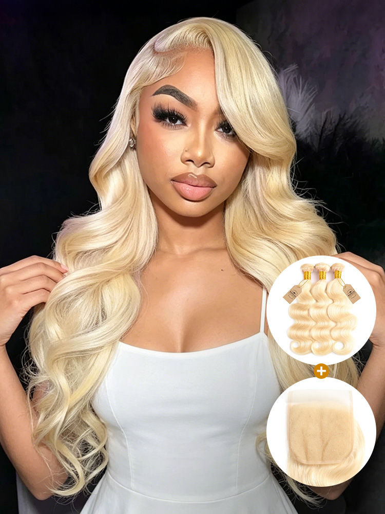 613 Body Wave Bundles With 5x5 Lace Closure