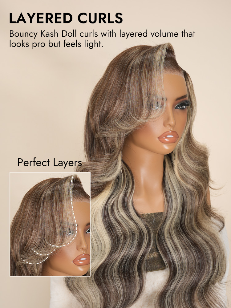 Blonde Highlights Glueless Wig 