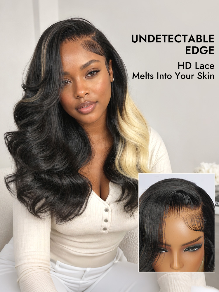 One-Sided Highlight Blonde Human Hair Wig 