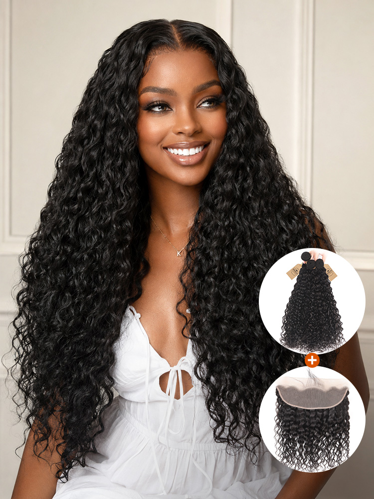 Water Wave 3 Bundles with Lace Frontal