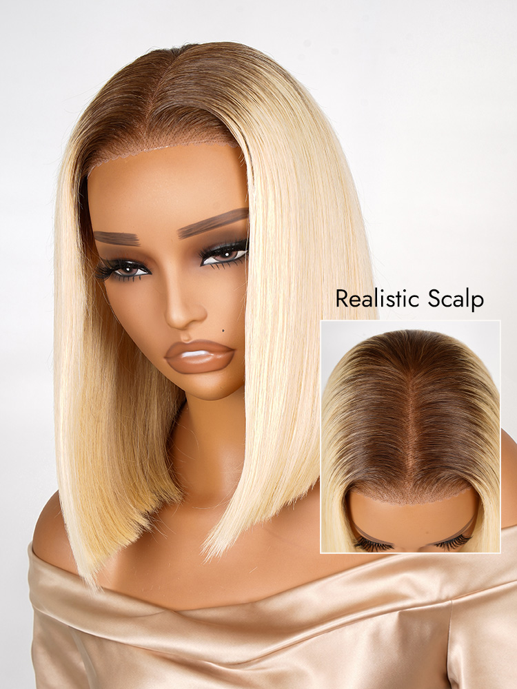 brown and blonde straight bob wigs