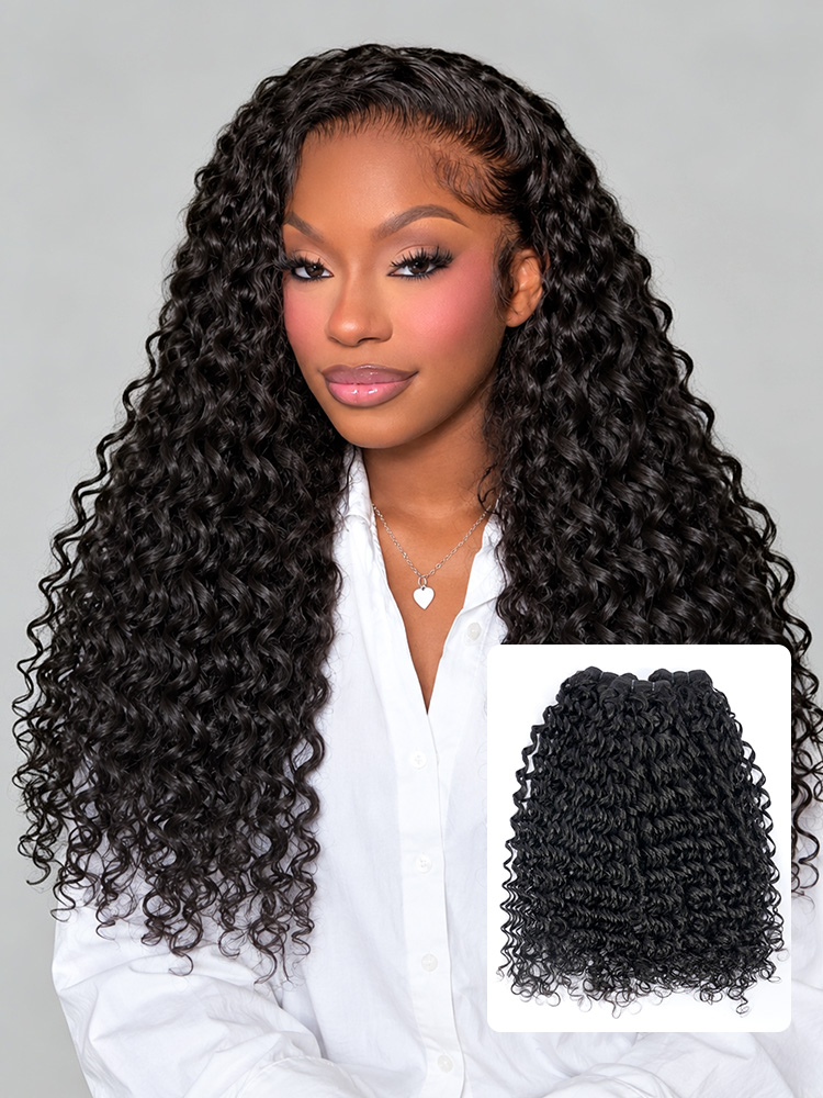 Raw Indian Curly 3 Bundles Human Hair