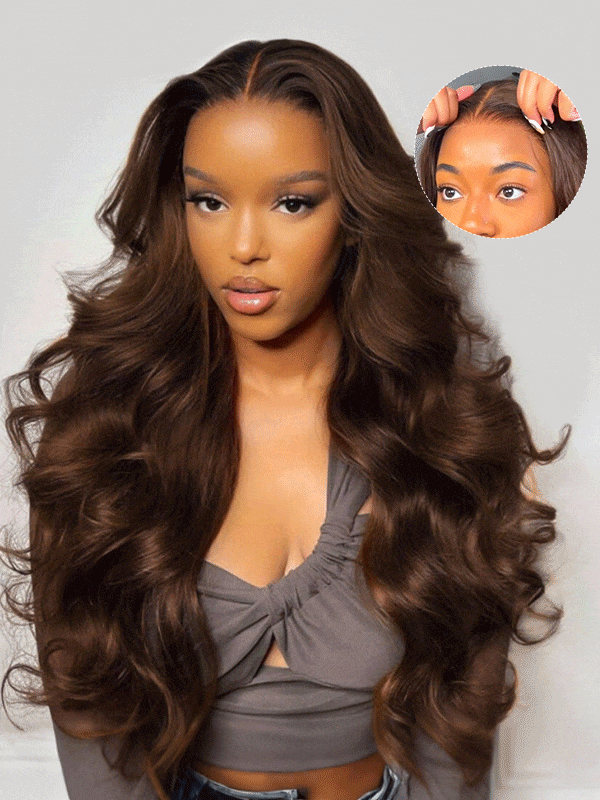 Ready And Go Wig - #4 Brown Human Hair Wigs Straight And Body Wave Lace Front Wigs