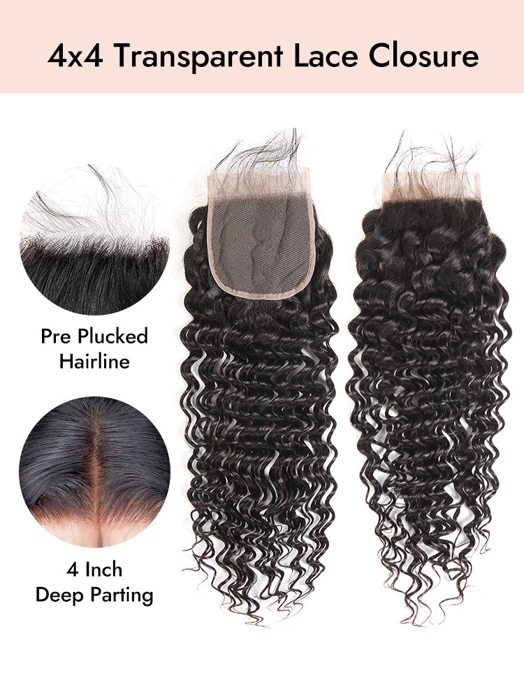 Deep Wave Virgin Hair Lace Closure