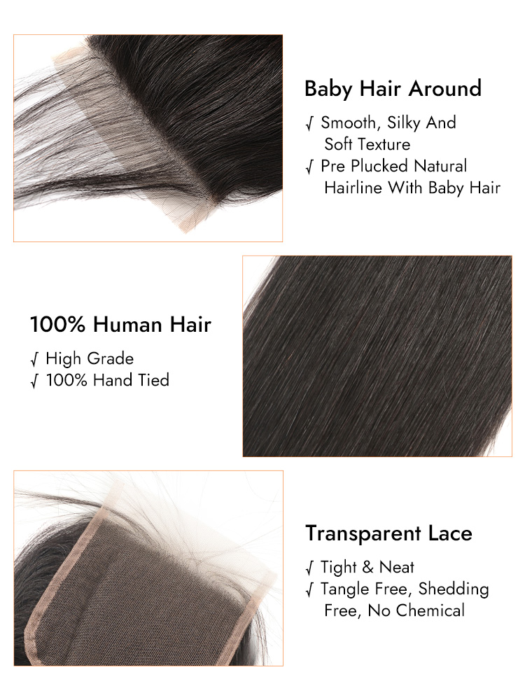Straight 6x6 Lace Closure Human Hair