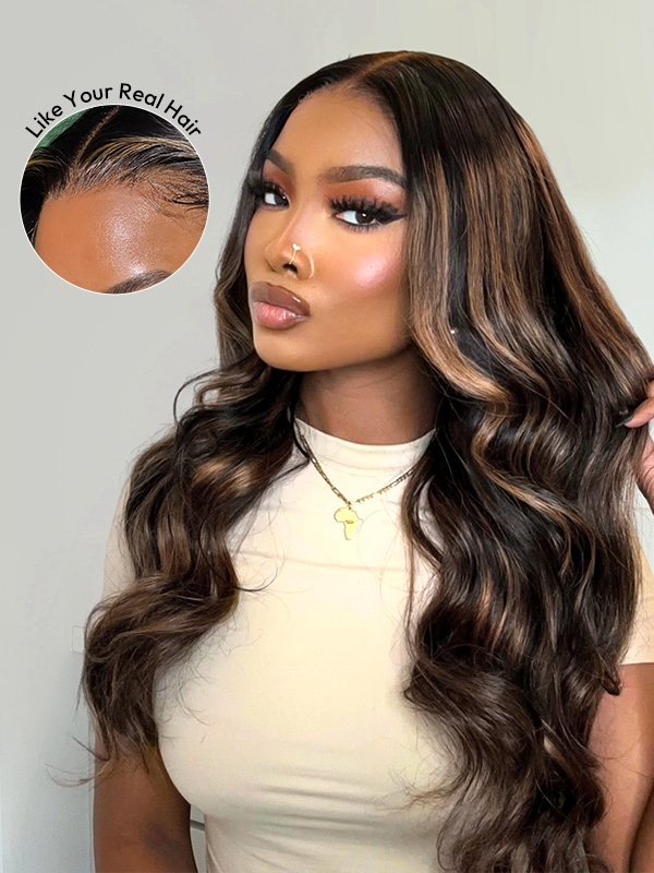 Honey Blonde Streaks On Black Hair