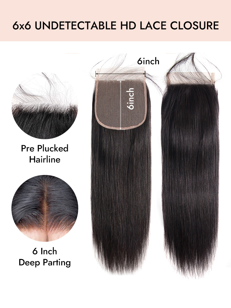 Straight 6x6 HD Lace Closure