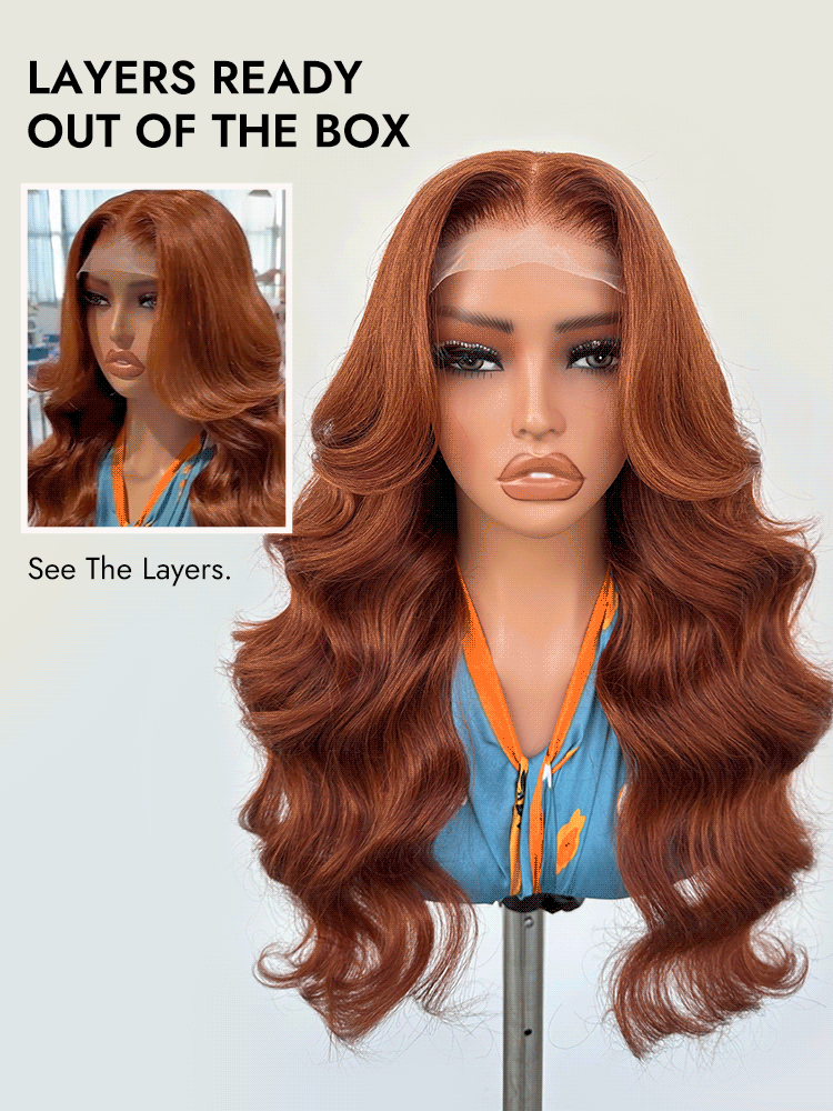 Orange Brown Human Hair With Layers
