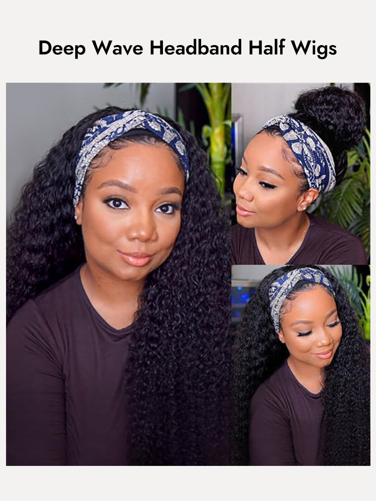 Deep Wave Hair Headband Wig