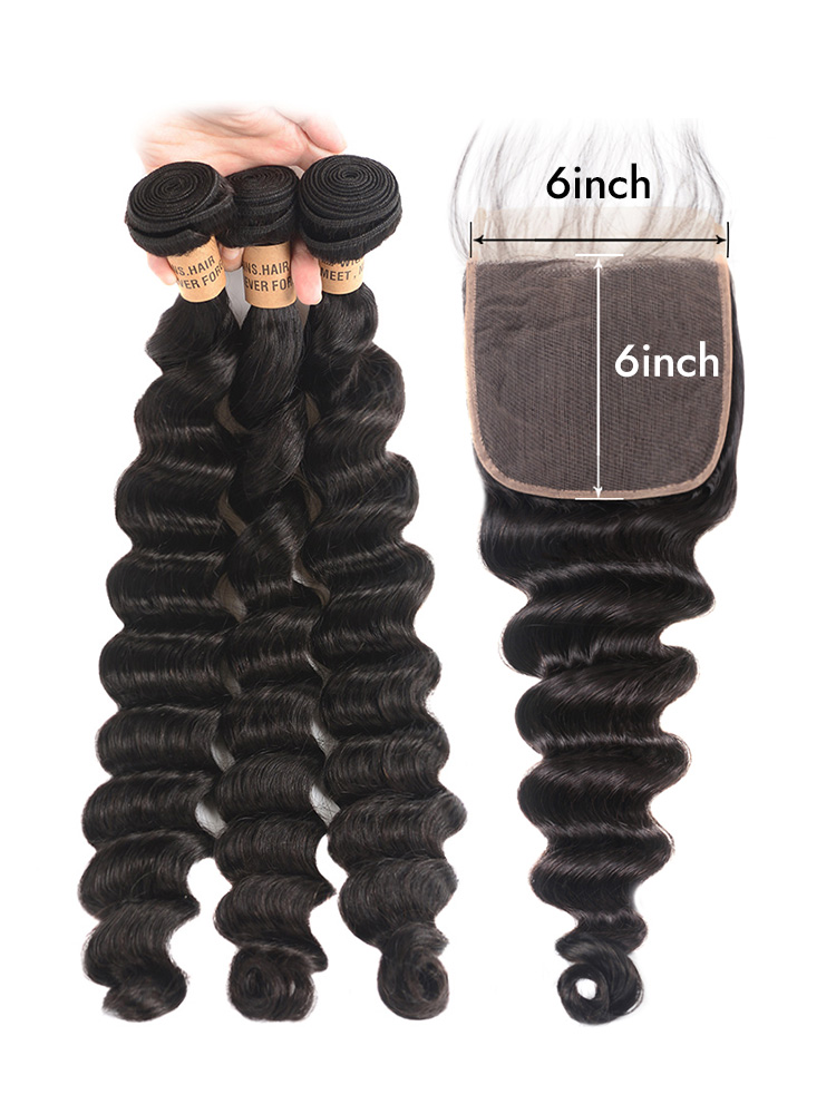 loose deep hair bundles with lace closure