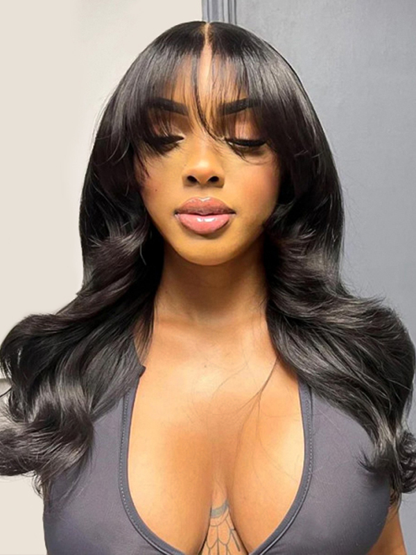 body wave wig with bang