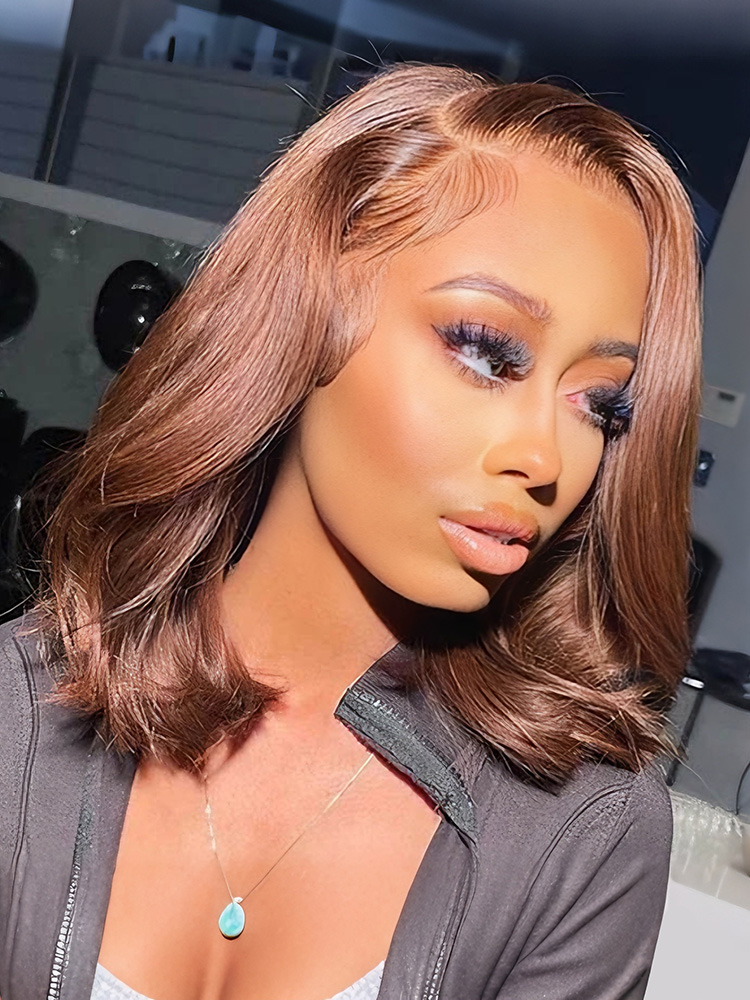 Dark Brown Human Hair Bob Wigs