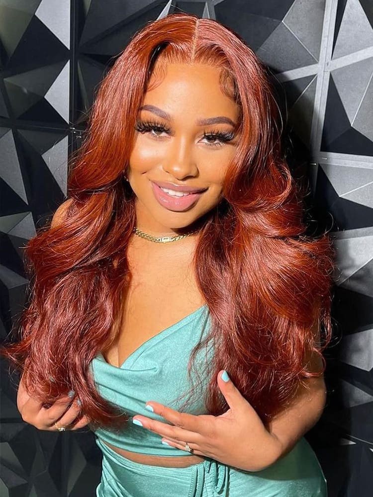 maple red human hair wig