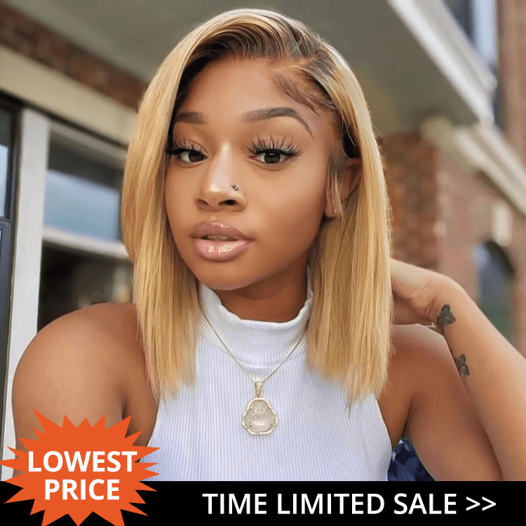 Blonde bob wig with preplucked hairline
