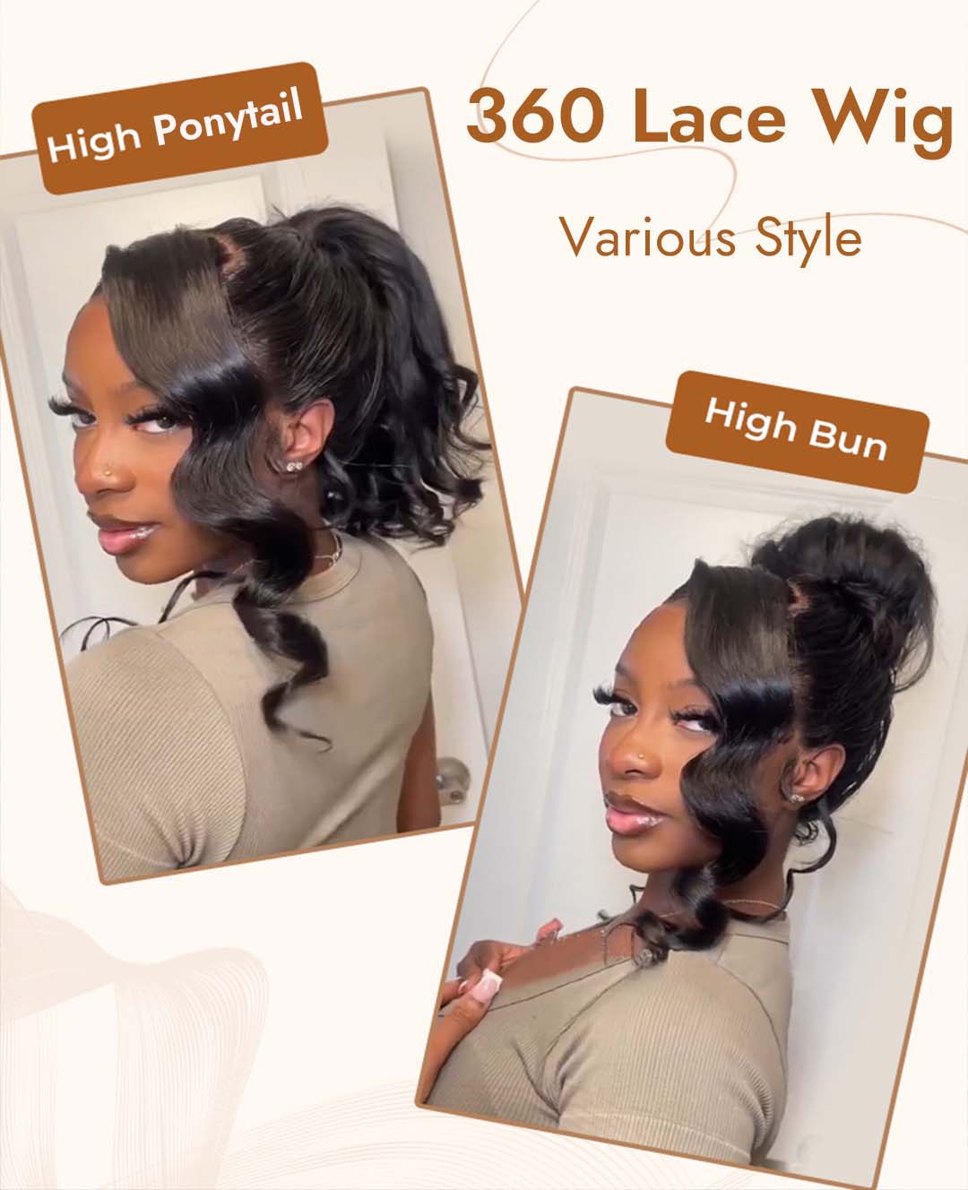 360 Lace Human Hair Wigs With Versatile Hairstyles