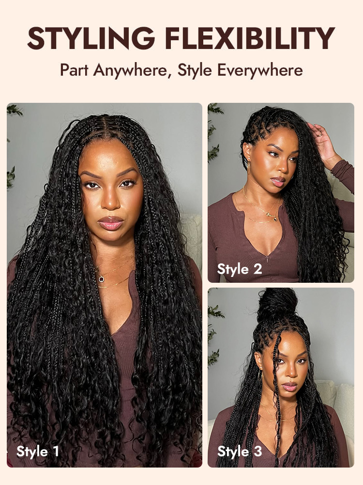 Versatile Boho Knotless Braiding Full Lace Wigs