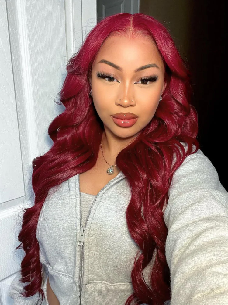 Burgundy Bpdy Wave Wig