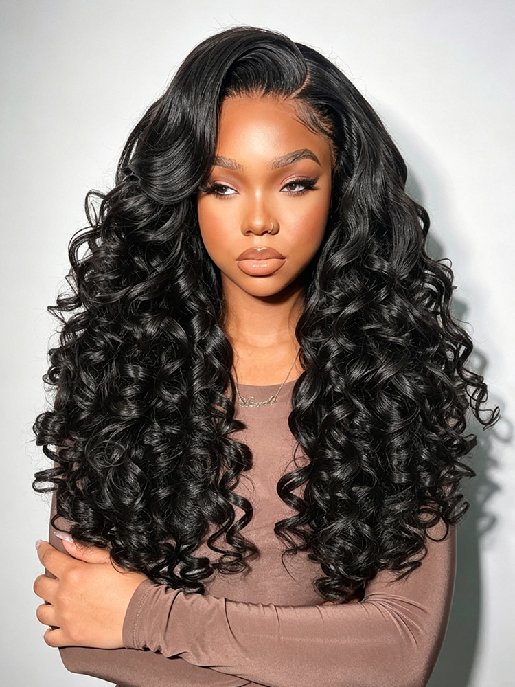 Side Part Bouncy Curls HD Lace Wig