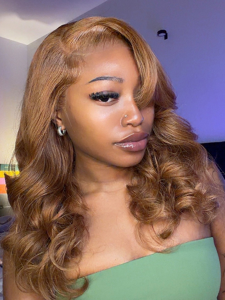 Honey Brown Layer Wavy Lace Wigs
