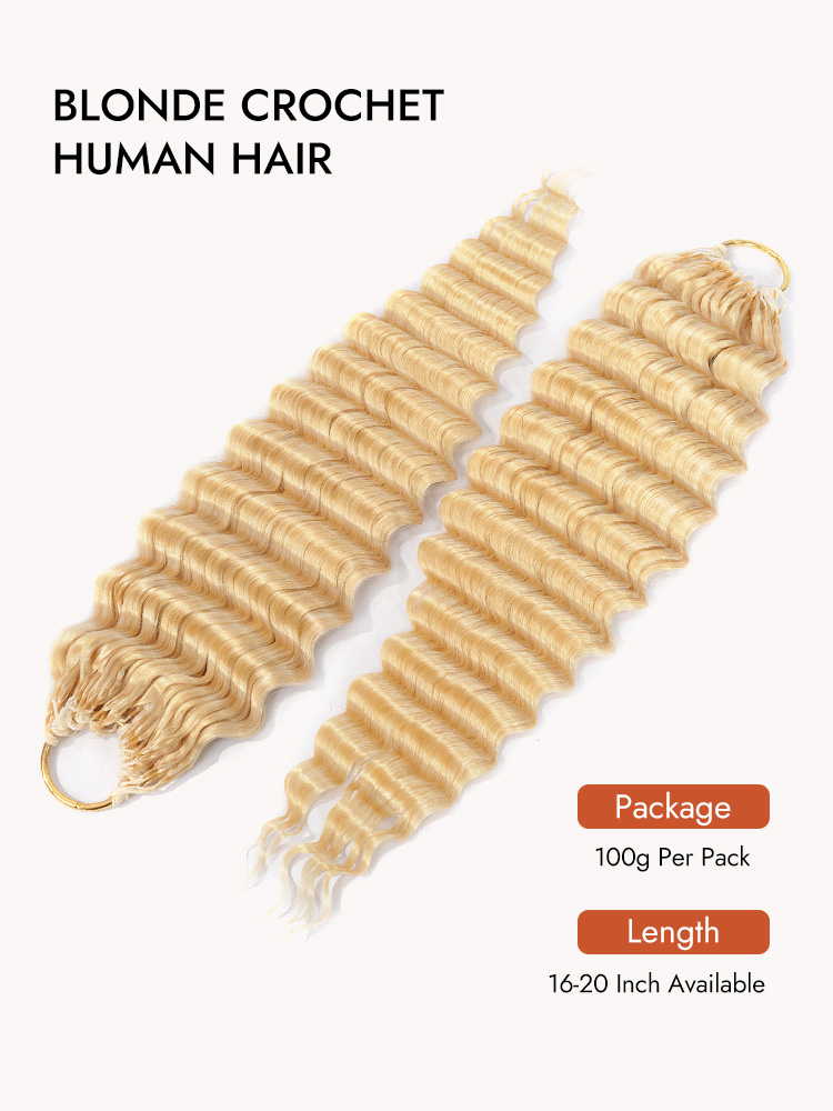 Feather Crochet Blonde Deep Wave Human Hair