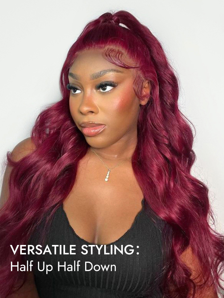 Burgundy Human Hair 13x6 Lace Frontal Wigs