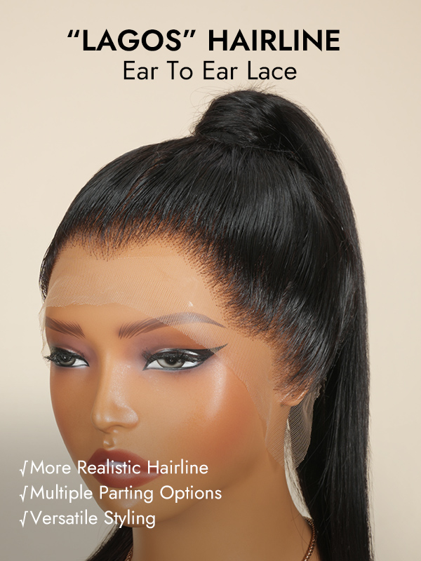 13x6 HD Lace Lagos Hairline Straight Human Hair Wig C Part 