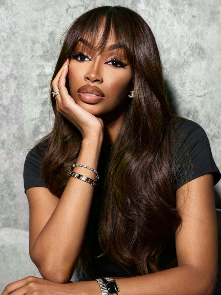 lace front human hair wig Brown Color