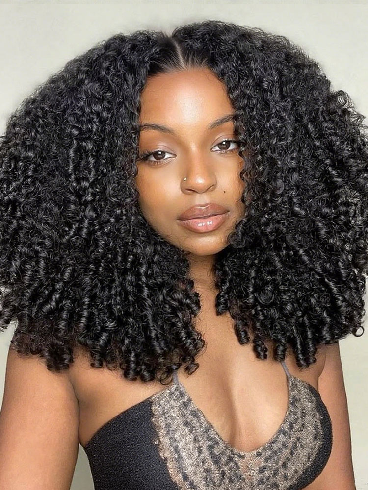 human hair curly hair wig with spiral curls 