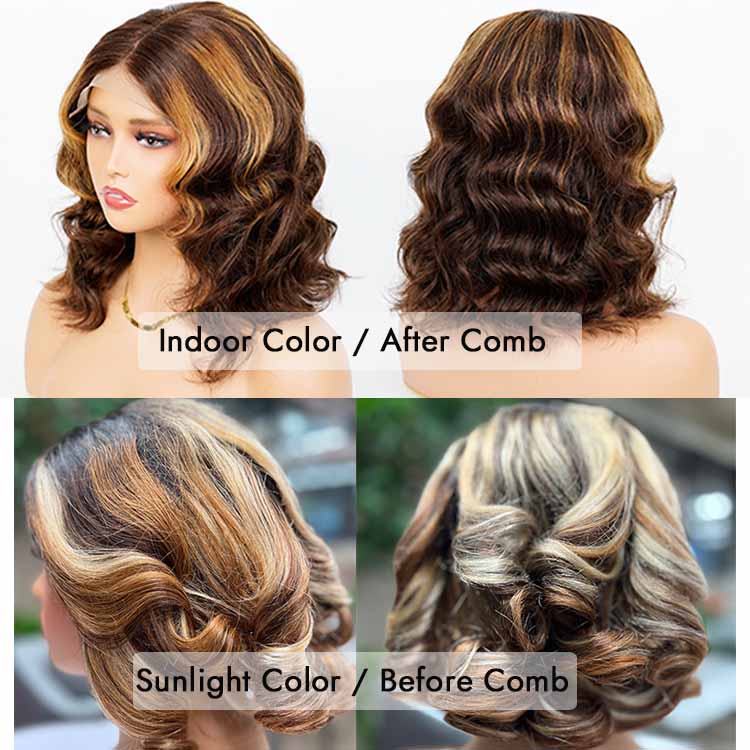 5x5 lace closure body wave wigs highlight human hair